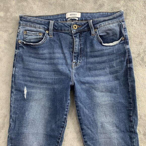 Pistola Skinny Jeans Womens Size 30 Blue Distressed Frayed Ankle Stretch Casual - Picture 7 of 12